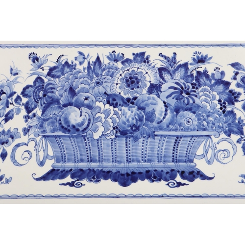 1 - A Delft meat platter with central basket of flowers decoration, 23 1/2