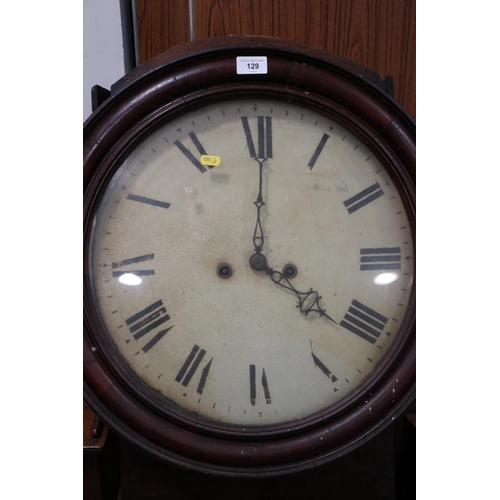 129 - A 19th century oak and mahogany drop dial wall clock with double fusee movement, 53