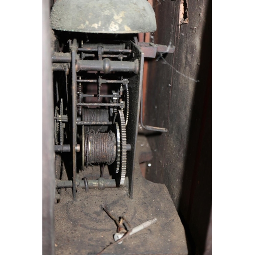 129 - A 19th century oak and mahogany drop dial wall clock with double fusee movement, 53