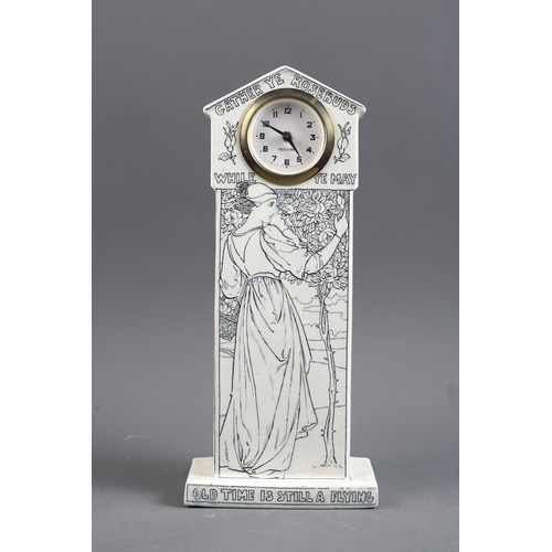 78 - An Art Nouveau Rennie Macintosh style ceramic mantel clock, 12