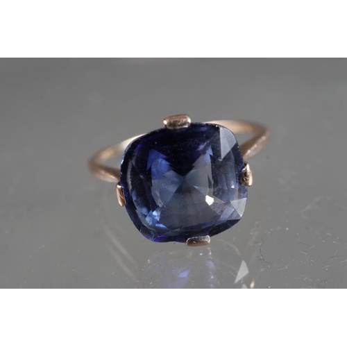 312 - A 9ct gold Ceylon sapphire solitaire ring, stone 10.4mm x 10.76mm x 6mm deep, size S