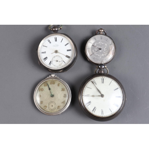 327 - Three silver pocket watches and one other pocket watch