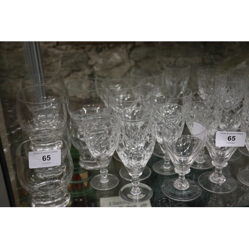 65 - Four Royal Brierley sherry glasses, four other Royal Brierley glasses and various other glassware