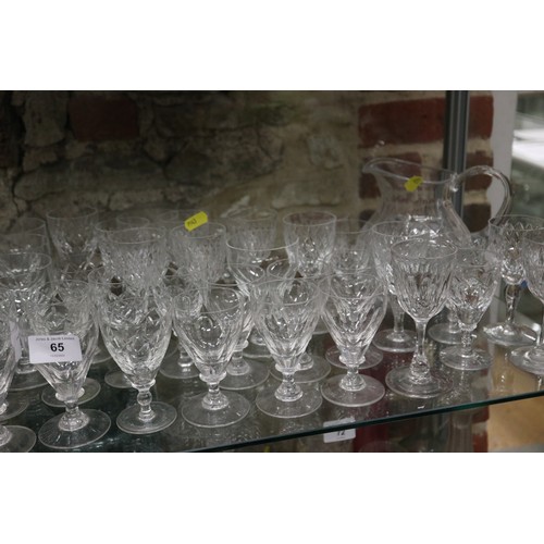 65 - Four Royal Brierley sherry glasses, four other Royal Brierley glasses and various other glassware