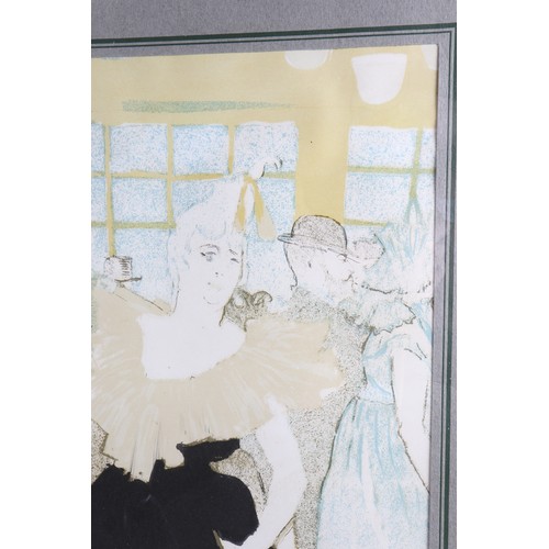 348 - After Henri de Toulouse-Lautrec: lithograph, Clownesse au Moulin Rouge, 402/5000, in strip frame