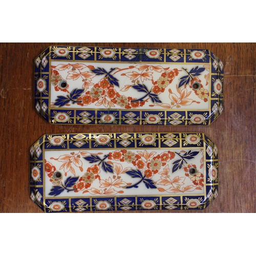 74 - Two pairs of Imari pattern door plates, two similar key plates, two similar handles, other various h... 