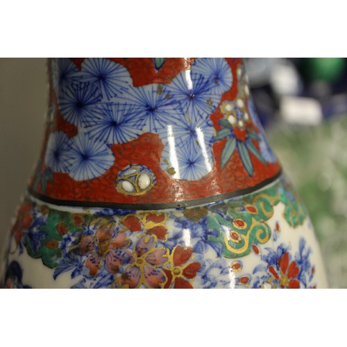 100 - A Chinese Imari decorated vase, now converted as a table lamp, 12