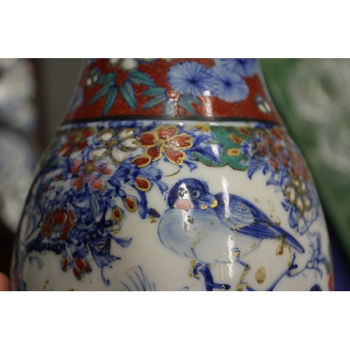 100 - A Chinese Imari decorated vase, now converted as a table lamp, 12