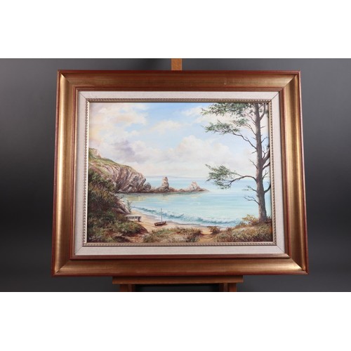 418 - N E, 1925: oil on canvas, lake view with water rail, 18 1/2