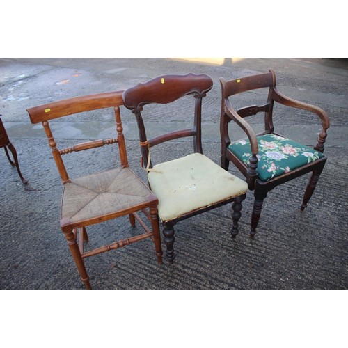 456 - A Harlequin set of four 19th century Windsor wheelback chairs with elm panel seats (3+1), a 19th cen... 