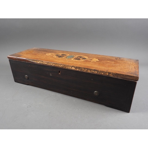 129 - A rosewood and inlaid Nicole Freres music box, 20 1/2