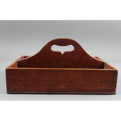 175 - An antique oak cutlery tray, 13