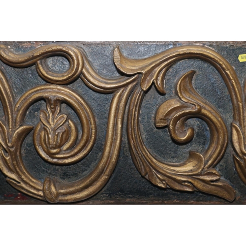 187 - A 17th century carved gilt and painted high relief acanthus scroll work panel, 11