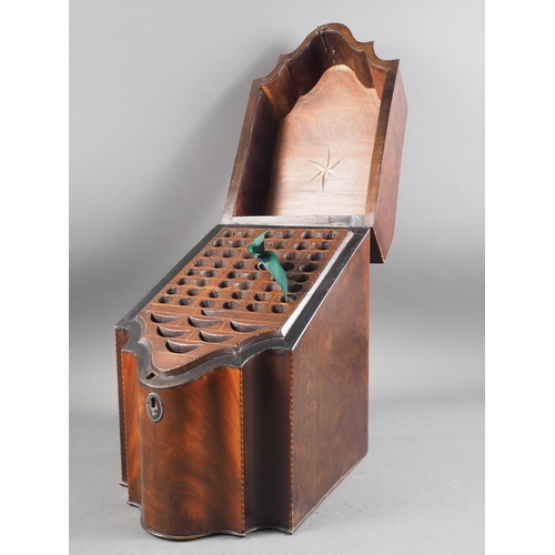 191 - An 18th century mahogany knife box with fitted interior, 14