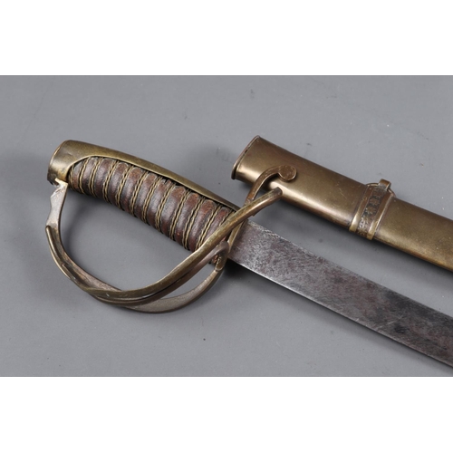 211 - A child's 19th century French sabre with brass scabbard, blade 19 1/4