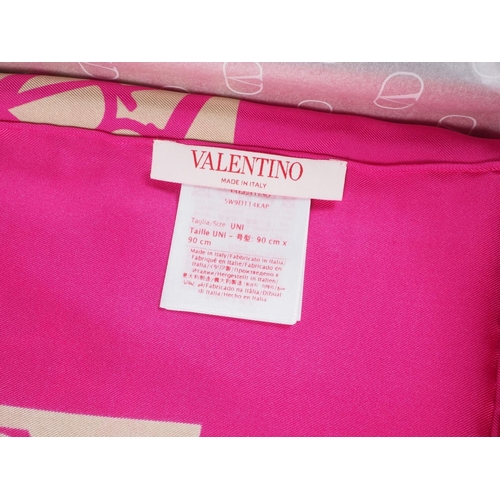 229 - A Valentino Garavani pink silk scarf, in original box with all documents and tags, 90cm x 90cm