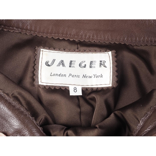 230 - A Jaeger 1970s chocolate brown leather maxi skirt, size 8