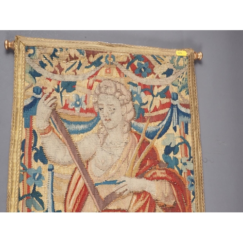 245 - A pair of 16th century Brussels tapestry fragmentary panels, 