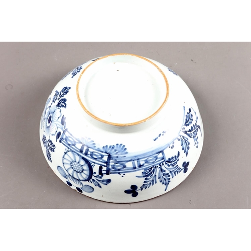 35 - An 18th century Liverpool? delft bowl with fluted decoration and 