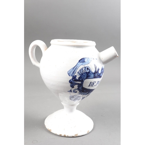 42 - An 18th century Dutch Delft blue and white wet drug jar, 