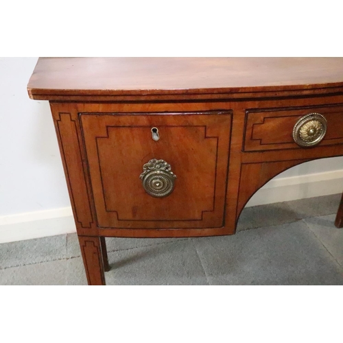 437 - A 19th century mahogany and banded bowfront sideboard, fitted centre drawer and two deep drawers, on... 