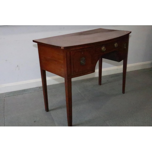 437 - A 19th century mahogany and banded bowfront sideboard, fitted centre drawer and two deep drawers, on... 