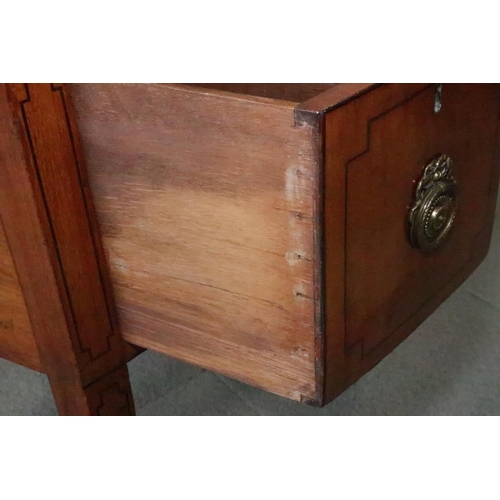 437 - A 19th century mahogany and banded bowfront sideboard, fitted centre drawer and two deep drawers, on... 