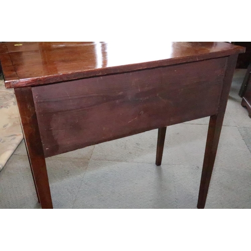 438 - A 19th century mahogany bowfront side table, fitted two short and one long drawer, on square support... 