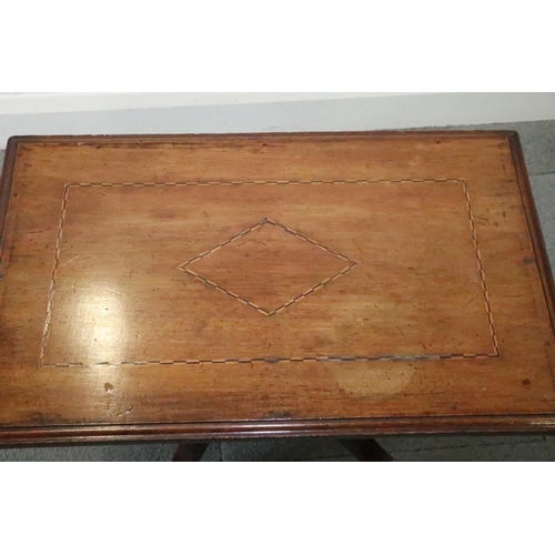 448 - A 19th century walnut and banded low table, on turned column and quadruple splay supports, 24