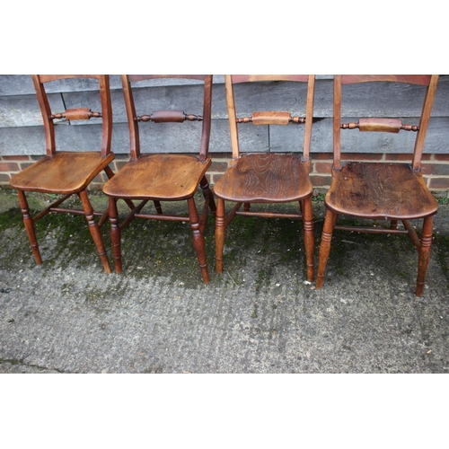 469 - Four 19th century Oxford bar back dining chairs with panel seats, on turned supports