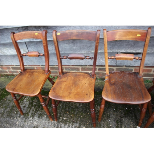 469 - Four 19th century Oxford bar back dining chairs with panel seats, on turned supports