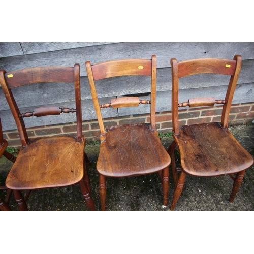 469 - Four 19th century Oxford bar back dining chairs with panel seats, on turned supports