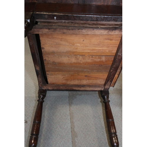 482 - A William and Mary oak side table, fitted one drawer with brass axe-head handles, on turned supports... 