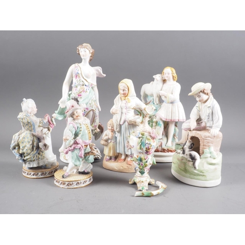 8 - A pair of Dresden porcelain figures, children with toys, 5 3/4