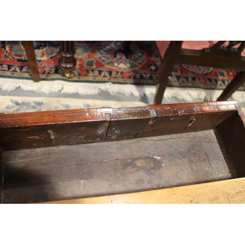 430 - An early 18th century yew side table, fitted one drawer with brass shaped drop handle, on bobbin tur... 