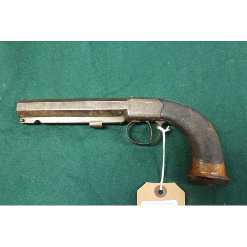 213 - A 19th century percussion cap pistol, by Venables Oxford (for restoration)