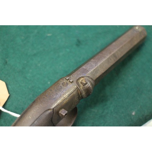 213 - A 19th century percussion cap pistol, by Venables Oxford (for restoration)