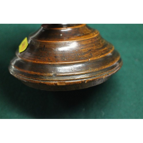 192 - An 18th century cherrywood cup and cover, on circular foot, 8 1/2