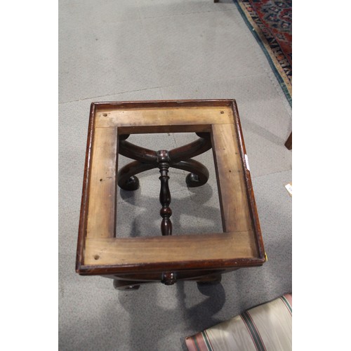 484 - A 19th century mahogany 'X' frame stool, 15