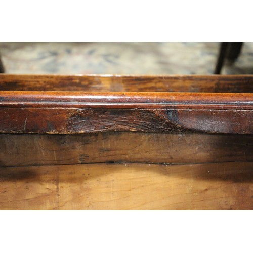 430 - An early 18th century yew side table, fitted one drawer with brass shaped drop handle, on bobbin tur... 