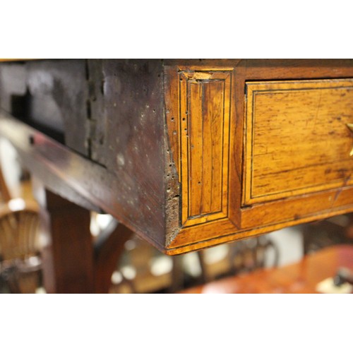 446 - A Regency rosewood and mahogany banded sofa table, fitted two drawers with brass star handles, on sp... 