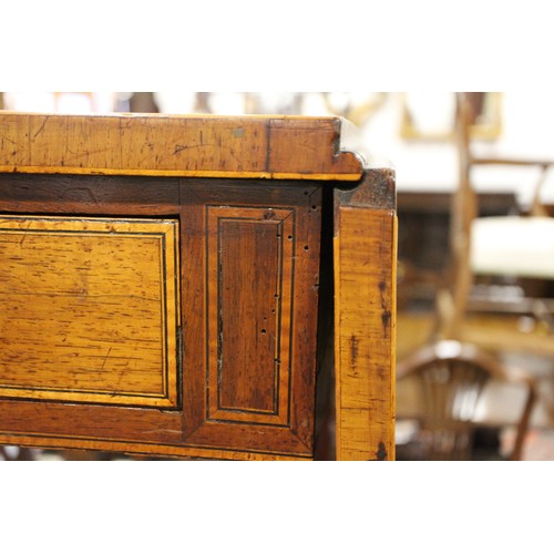 446 - A Regency rosewood and mahogany banded sofa table, fitted two drawers with brass star handles, on sp... 