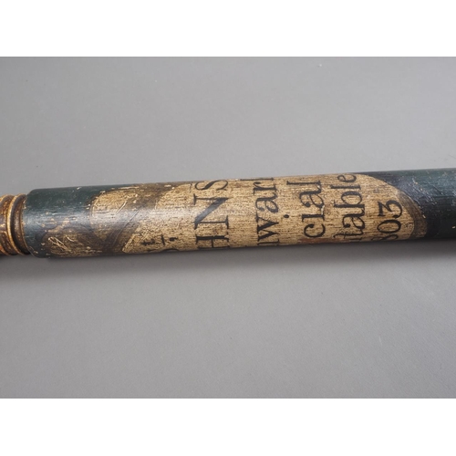 158 - A Victorian truncheon/tipstaff with crown finial and painted decoration, 