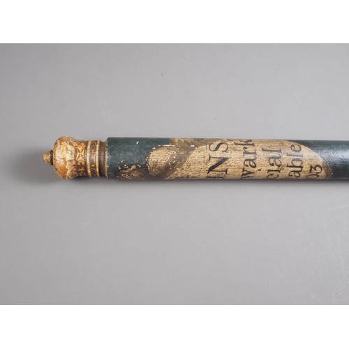 158 - A Victorian truncheon/tipstaff with crown finial and painted decoration, 