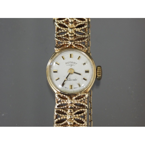 299 - A ladies Rotary 9ct gold bracelet watch with silvered dial and baton numerals, 22.7g gross