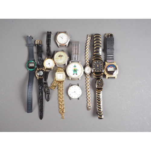 311 - A quantity of mostly gentleman's fashion watches, including a Seiko 5 Automatic, a gold plated half ... 