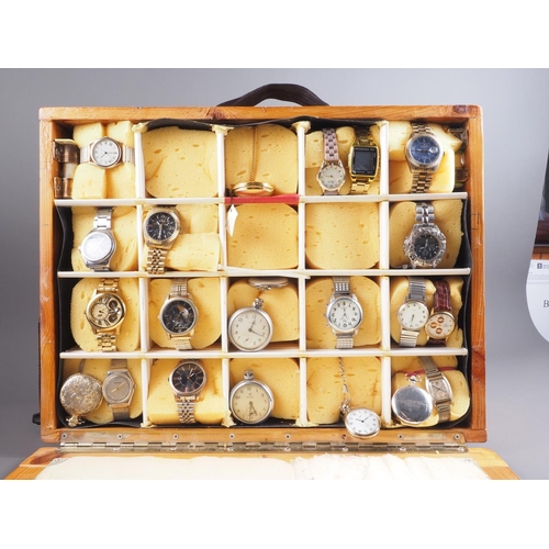 311 - A quantity of mostly gentleman's fashion watches, including a Seiko 5 Automatic, a gold plated half ... 