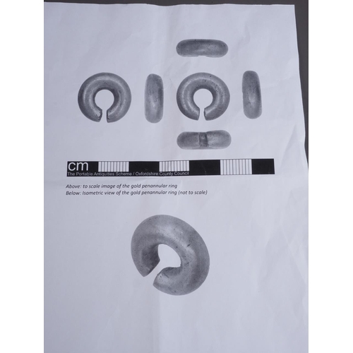 312 - A late Bronze Age penannular ring, 9.27g, 18.3mm x 17.5mm, with report from H M Coroner 2020T77 PAS ... 