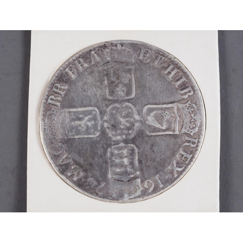 351 - A William II silver crown, dated 1696