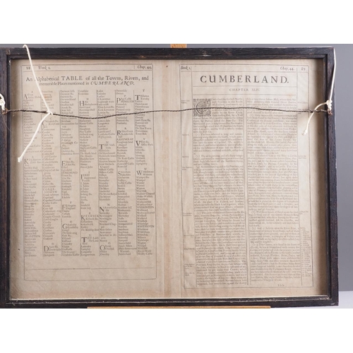 415 - John Speed: a 17th century map, Cumberland, in double sided glass mount